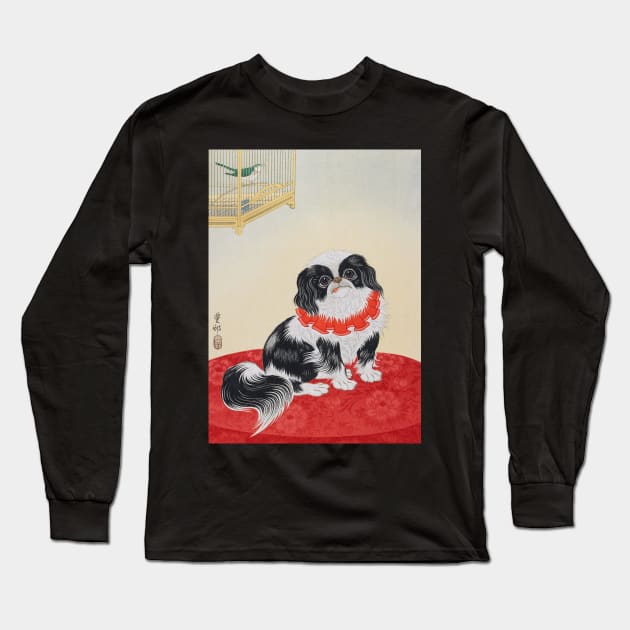 Japanese Chin by Ohara Koson Long Sleeve T-Shirt by topower